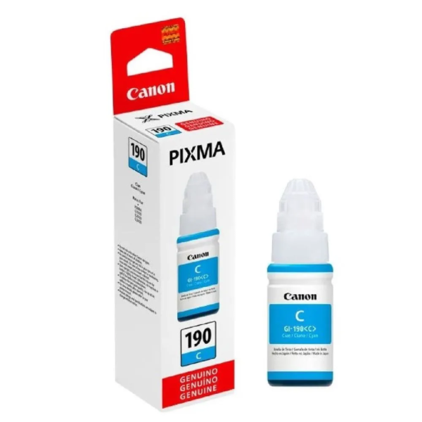 Tinta canon gi-190c cian g2100, g2101, g2110, g2111, g3100, g3101, g3102, g3110, g3111, g4100, g4102, 64110, g4111.