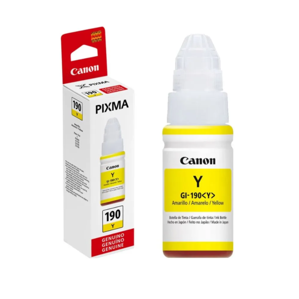 Tinta canon gi-190y yellow g2100, g2101, g2110, g2111, g3100, g3101, g3102, g3110, g3111, g4100, g4102, 64110, g4111.