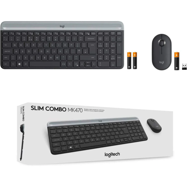 Teclado logitech + mouse mk470 wireless slim usb black