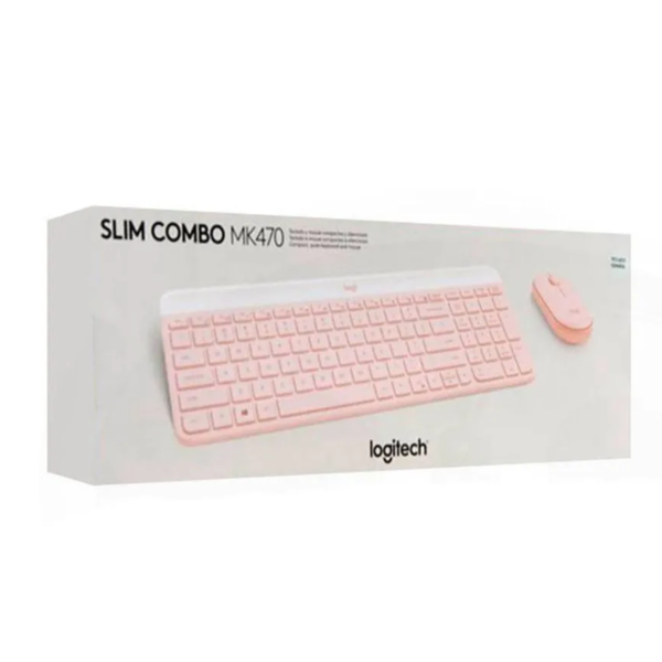 Teclado logitech + mouse mk470 wireless slim usb rose
