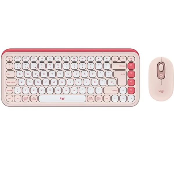 Teclado logitech + mouse pop icon bluetooth/wireless sp / copilot/ rose