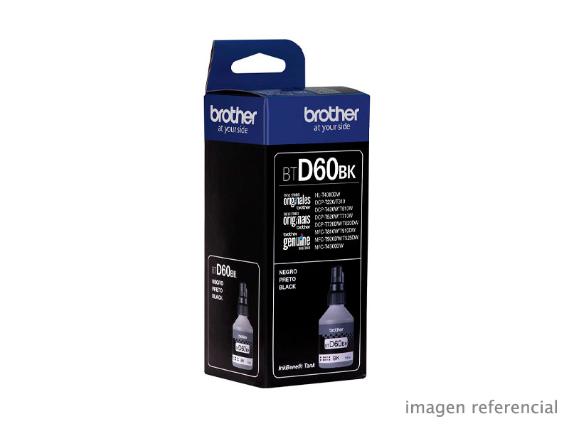 BTD-60BK-NE Tinta Brother BTD-60BK Negro DCP-T310, T510W, T710W 6,500 Páginas