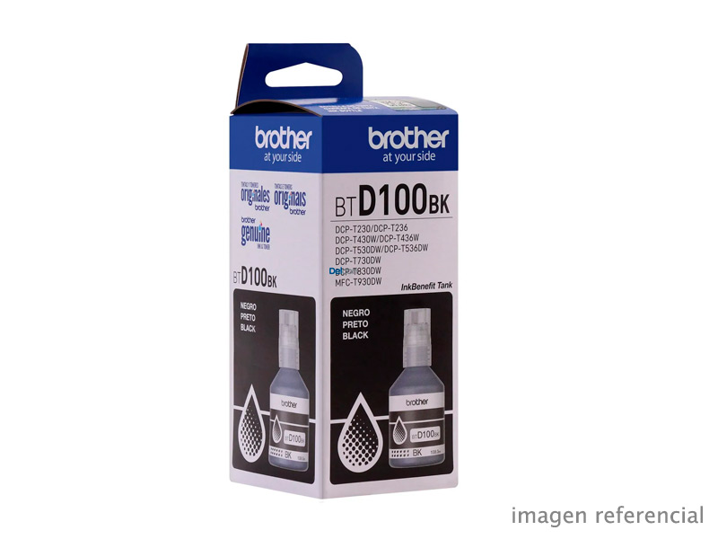 BTD100BK Tinta Brother BTD100BK Negra DCP-T300/T500w/T700w/MFC-T800w 7.500 Páginas