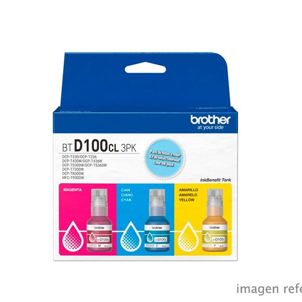 Tinta Brother BTD100CL3PK Pack para T230, T430W, T530DW, T730DW, T930DW