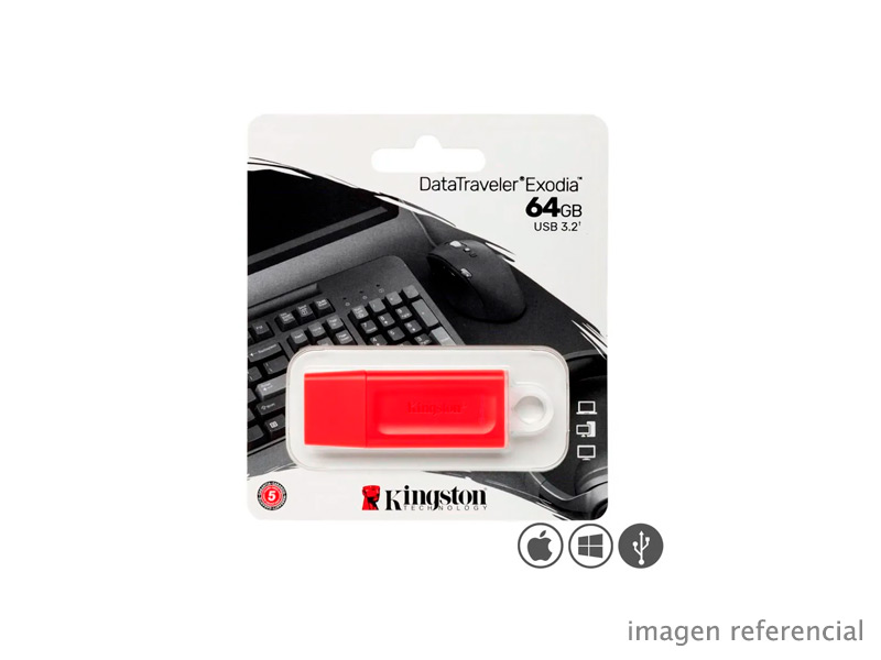 KC-U2G64-7GR Memoria USB Kingston 64GB DataTraveler Exodia DTX USB 3.2 rojo KC-U2G64-7GR