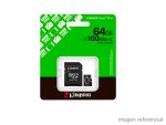 Memoria MicroSDHC Kingston 64GB 100MB/s Clase 10 con Adaptador SD SDCS3/64GB