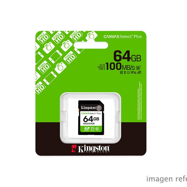 Memoria SD Kingston 64GB SDHC UHS-I 100MB/s Clase 10 SDS3/64GB