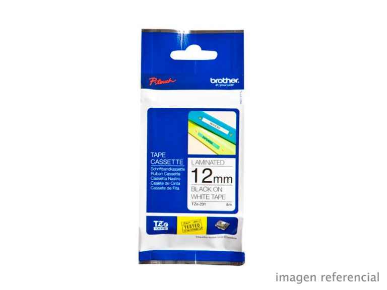 P-touch TZE231 Cinta para Etiquetas 11.94mm Blanco Resistente a Grasa, Sucio, Temperatura