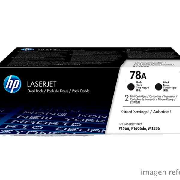Toner HP CE278AD 78AD Pack 2 CE278A Negro 2,100 Páginas Cada Uno