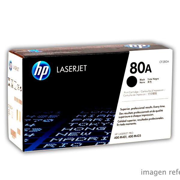 Toner HP CF280A 80A M425dn M401d Negro 2,700 páginas