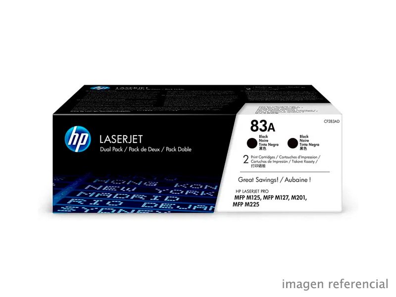 CF283AD Toner HP CF283AD 83AD Negro LaserJet Pro MFP M125 M127 M201 1500 Páginas Doble Pack
