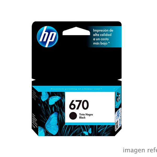 Tinta HP CZ113AL (670) Negro 250 Páginas