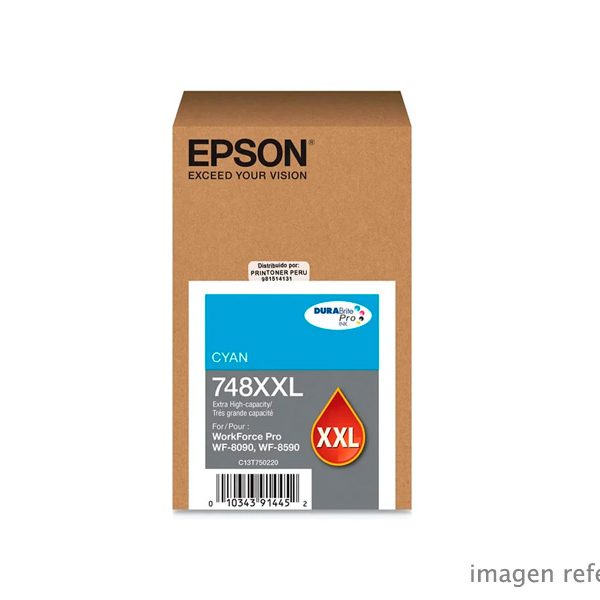 Tinta Epson T748XXL220-AL Cyan WF-6590 WF-6090 7,000 Paginas