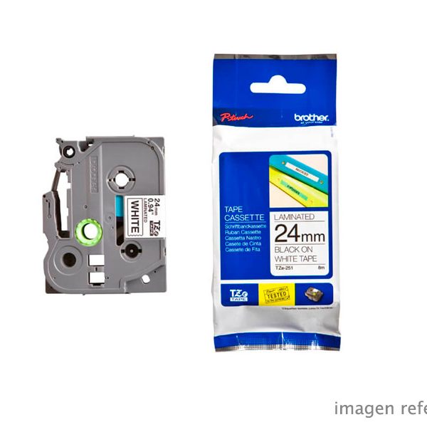 Cinta Brother TZe-251 Black on White 1″ (24mm) para Impresoras PT-1090, PT-2460, PT-2730VP, PT-80, PT-9500PC