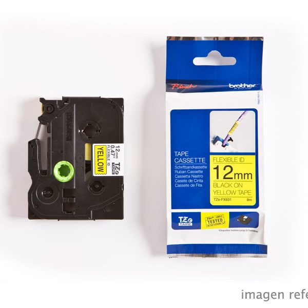 Cinta Brother TZE-FX631 Negro sobre Amarillo 1/2″