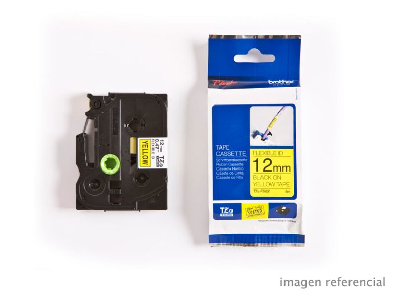 Cinta Brother TZE-FX631 Negro sobre Amarillo 1/2″