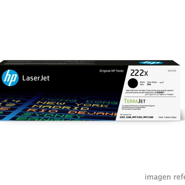 Toner HP W2220X 222X Negro LaserJet M3303, 3,200 Páginas