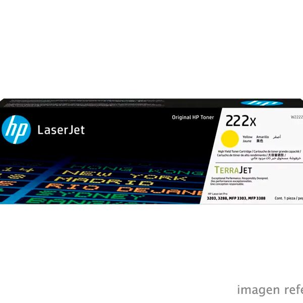 Toner HP W2222X 222X Amarillo LaserJet M3303, 2,500 Páginas