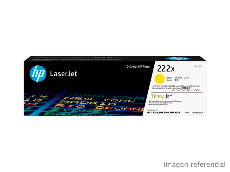 W2222X Toner HP W2222X 222X Amarillo LaserJet M3303, 2,500 Páginas